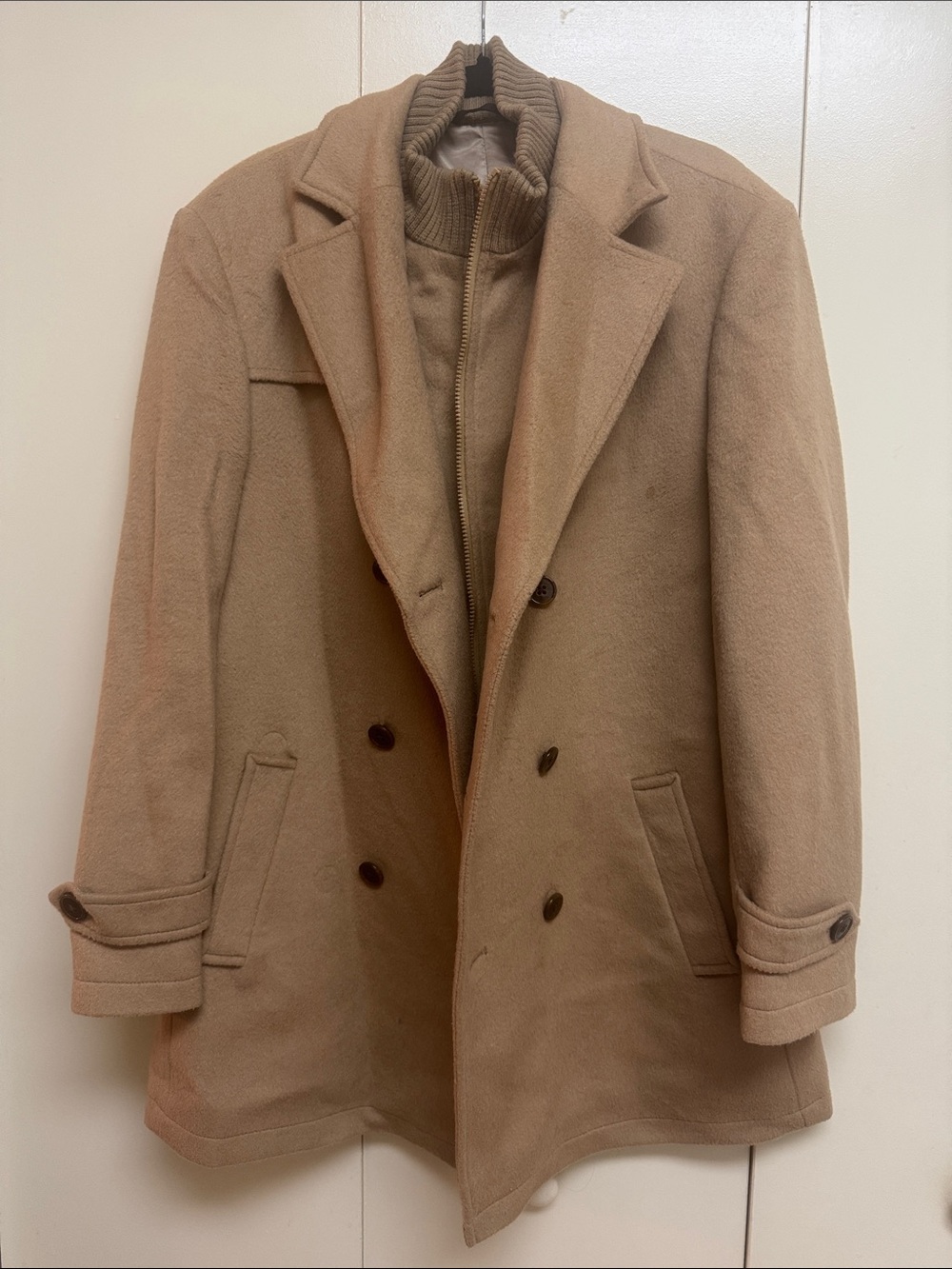 Lauren Ralph Lauren Camel Double-Breasted Wool Blend Coat